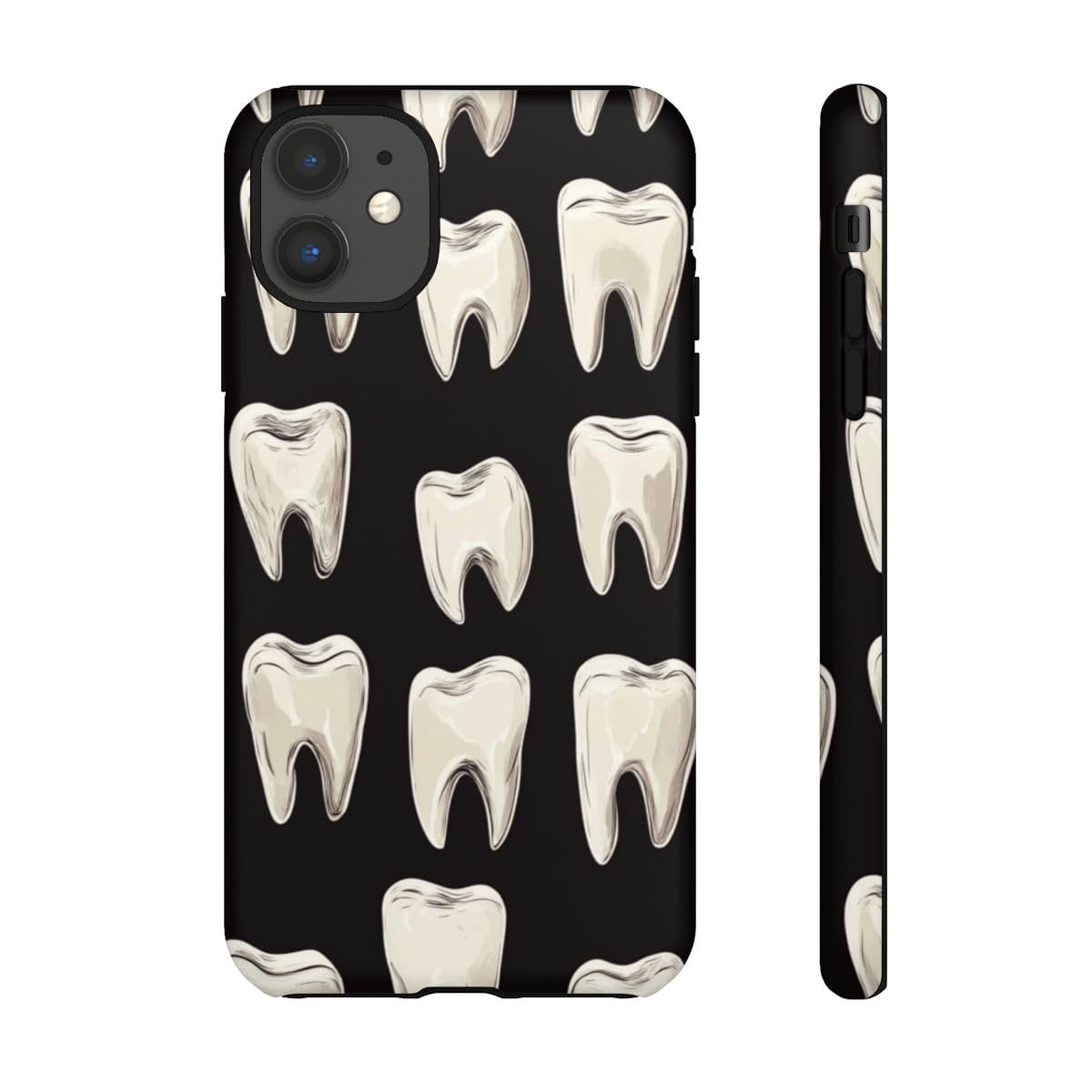 Coque iPhone 11 rigide mate antichoc motif dents blanches