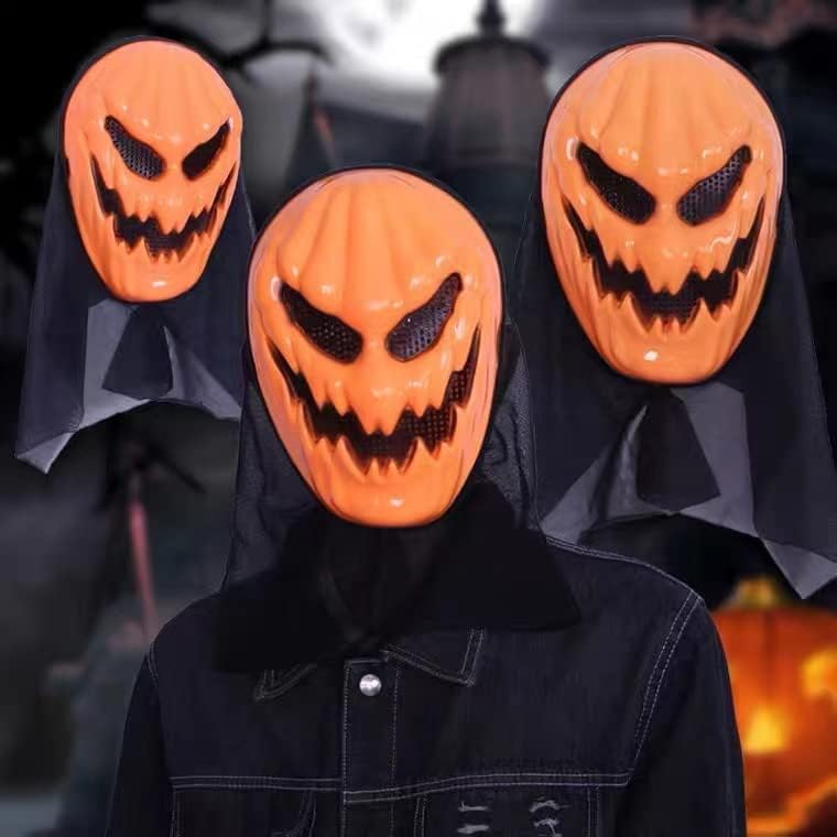 Vista 7 de Máscara de calabaza de Halloween máscara de cabeza de terror bola de maquillaje máscara de cabeza de terror máscara de cabeza de zombi calavera