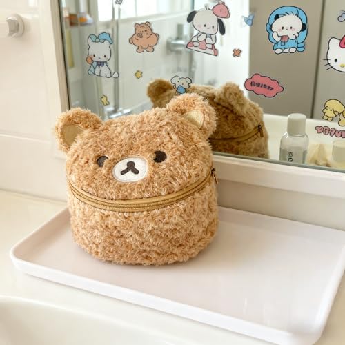 Large Capacity Cute Cosmetic Bag for Women - Travel Makeup Bag BearToiletry Organizer Portable Cartoon Travel Organizer Pouch