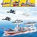 WASAiKA Military Naval Vessel Naval Ship with Launching Cruise Missile and Battle Ship Group, Small Scale Pull Back Fighter Jet, Ideal Present Army Toys Set for Kids Boys Girls