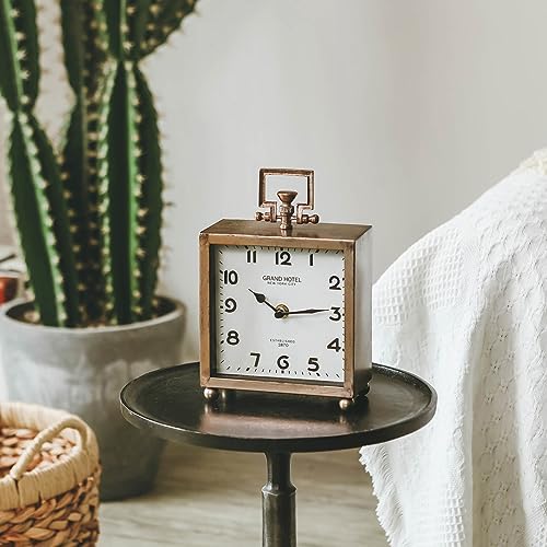 Nikky Home BZUFM2LKI9F8M Metal Table Clock, Silent Non-Ticking Classic Battery Operated Decorative Mantel Desk Shelf Clock thumb #2