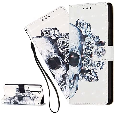 LEMAXELERS Galaxy A13 4G Case Samsung Galaxy A13 4G Phone Cover 3D Cute Skull Flower PU Leather Flip Notebook Wallet Case Magnetic Stand Card Slot Bumper Case for Samsung Galaxy A13 4G,3D Skull Cover
