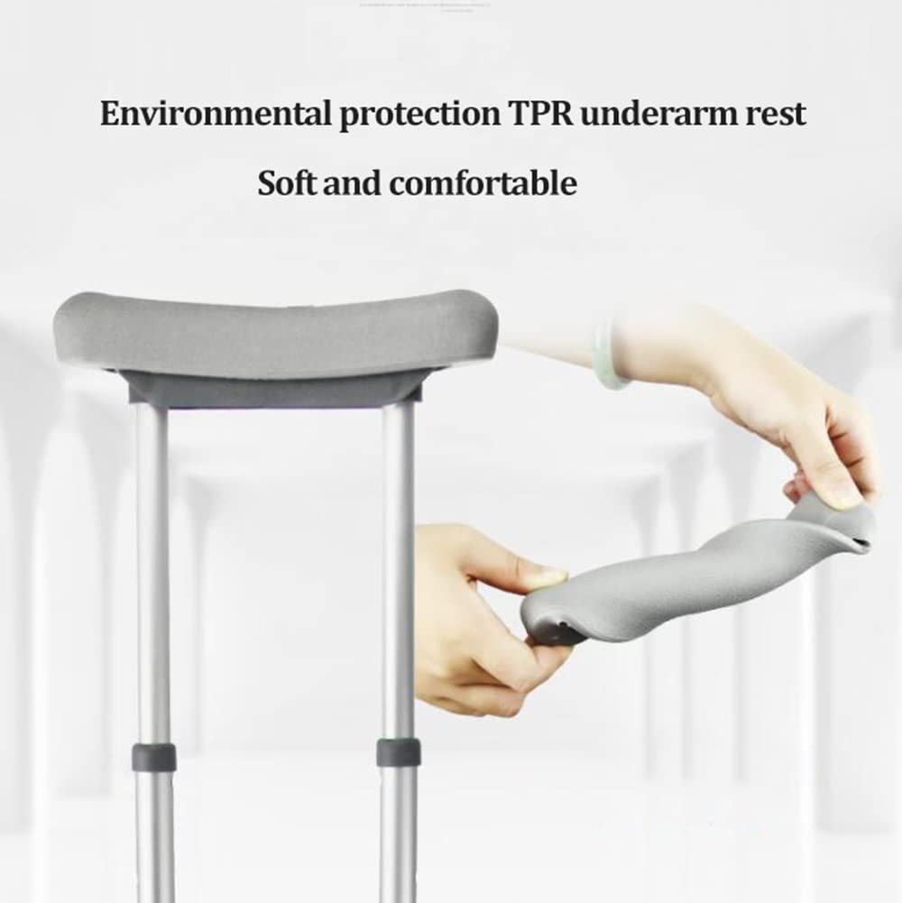 Muletas axilares para adultos, muletas plegables de aluminio para axilas, 13 alturas ajustables, para usuarios de 4'9" a 6'3", carga 150 kg