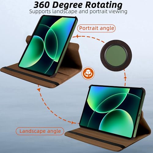 Image of TGK 360 Degree Rotating Flip Cover Case for Xiaomi Mi Pad 8 /8 Pro /Mi Pad 7 /7 Pro 11.2 inch Tablet (Brown)