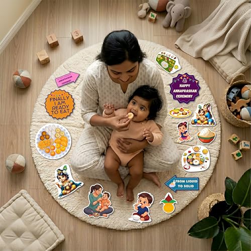 Image of 20+ Pcs Theme Photo Booth Cards /Props for Kids, New Born, 20+ Pcs Props for Photoshoot Celebrations Decorations Cardstock (Annaprashan)