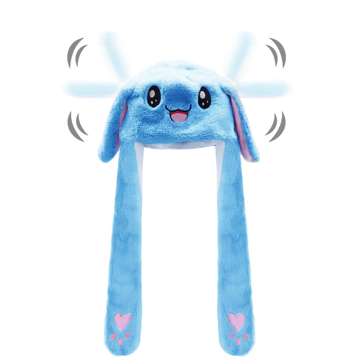 Naichuo Ear Moving Jumping Rabbit Hat Bunny Plush Cap, Halloween Easter Party Cosplay Holiday Hat for Women Girls(Blue)