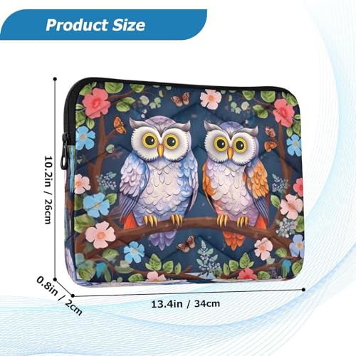 Funda para portátil de 13-14 pulgadas con búhos y flores miniatura 3