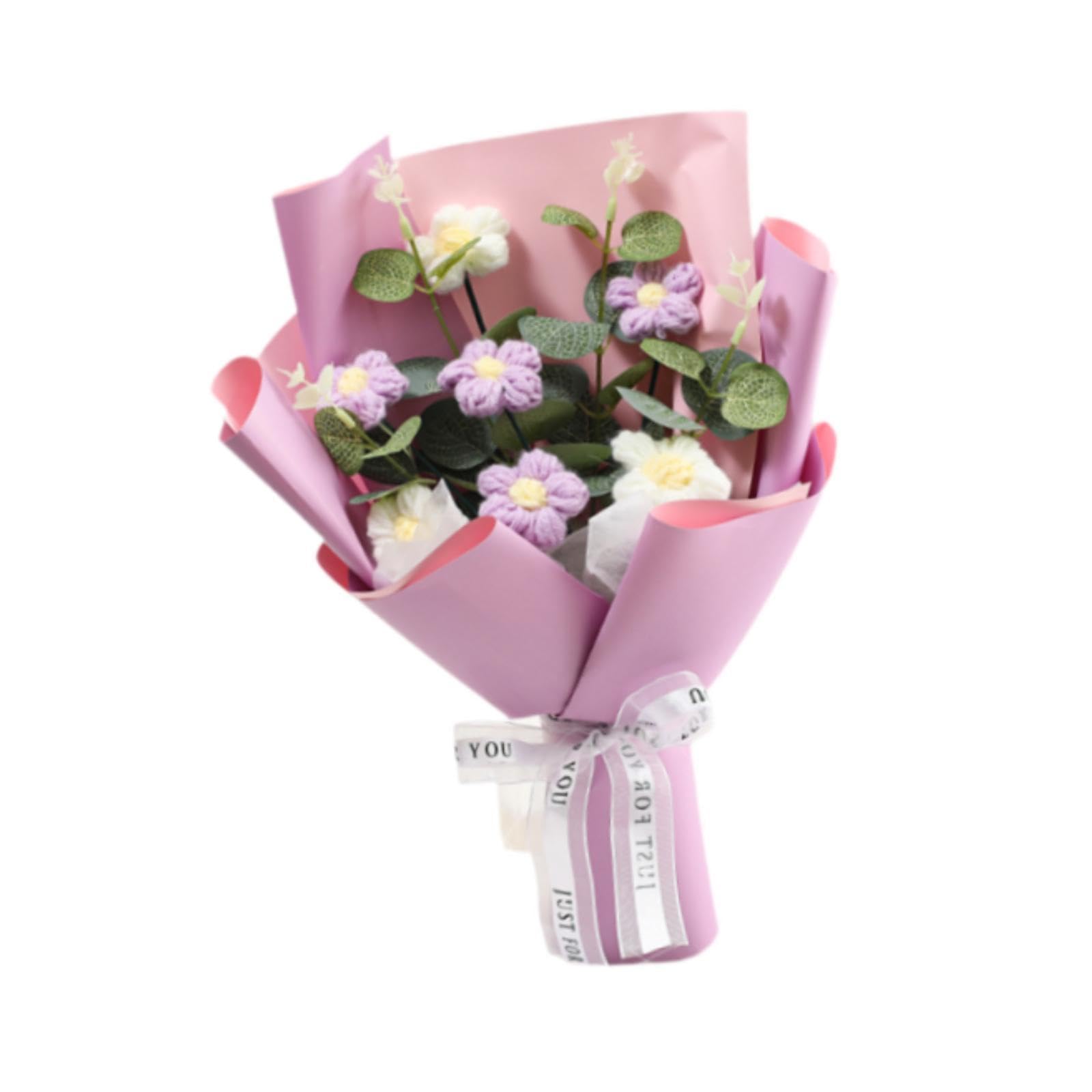 bnf® Crochet Flowers Bouquet Home Decor for Birthday Festival Wife Purple|Home & Garden | Home Dcor| Floral Dcor-image-22
