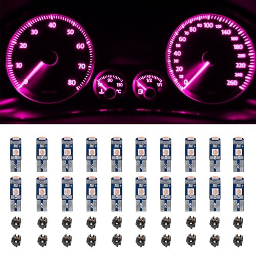 20PCS Lámparas LED T5 para Tablero de Auto Color Rosa Púrpura miniatura 1