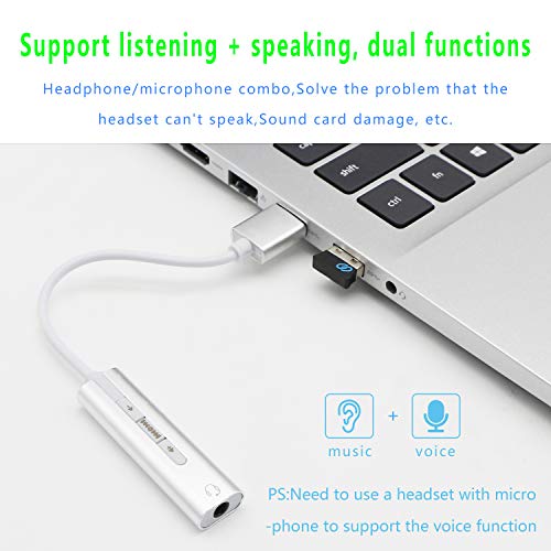 USB externe geluidskaart 3,5 mm Aux Stereo Audio Adapter Converter met Verstelbaar Volume, HiFi Magic Voice 7.1CH voor… - Image 8