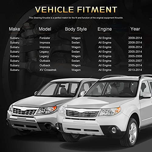 A-Premium Left Side Front Steering Knuckle Compatible With Subaru Forester 2009-2014, Impreza 2008-2014, Outback 2005-2014, Legacy 2005-2014, Xv Crosstrek 2013-2014, Wrx Sti 2013-2014, Wrx 2012-2014 #TOP1