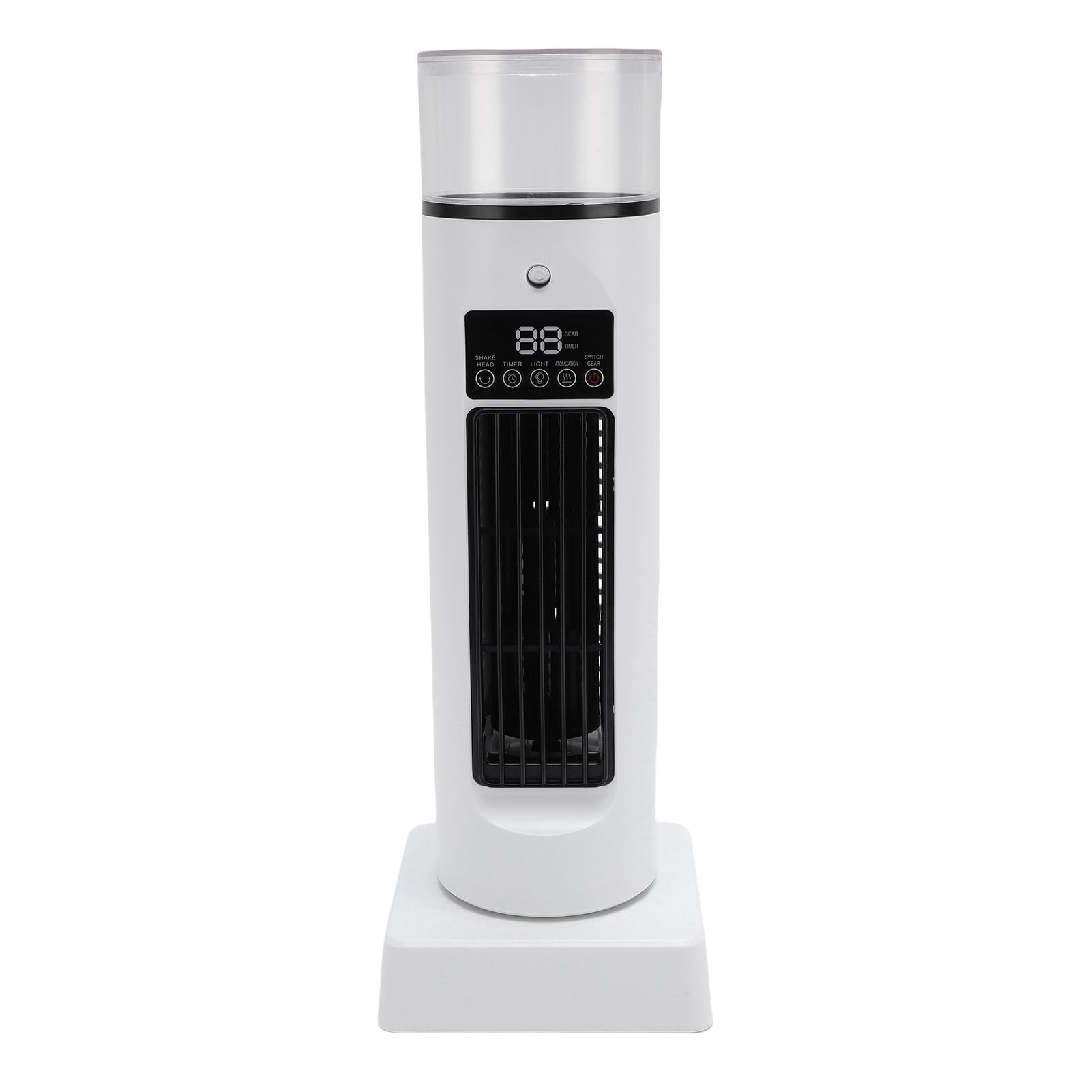 Wentylator Wieżowy, Bezłopatkowa Przenośna Chłodnica Powietrza 4 w 1 z Pilotem, 6 Regulowanych Prędkości, Oscylacja 110°, Nawilżacz USB, 7-kolorowe Oświetlenie Nocne i Niski Poziom Hałasu,