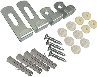 Merriway BH02269 Adjustable Mirror Hanging Clip Set with Fixings - Pack of 4 Pieces, White