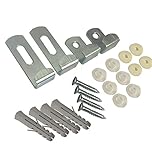 Merriway BH02269 Adjustable Mirror Hanging Clip Set with Fixings - Pack of 4 Pieces, White