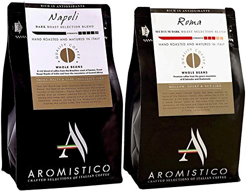 Aromistico | Dark & Medium Roast Bundle | Premium Italian Whole Coffee Beans | Napoli & Roma Blend | For All Coffee Makers #TOP14