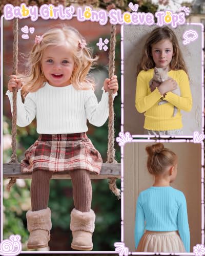 Image of 4 Pack Toddler Girls' Long Sleeve Shirts Cotton Tops