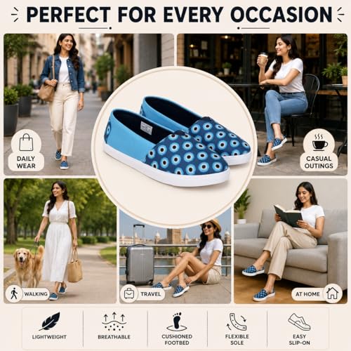 Image of TRASE Women Lightweight Slip-on Bellies | Comfortable Fabric Flats for Everyday Walking | Soft Insole | Flexible Anti-Skid Sole | Casual Printed Shoes