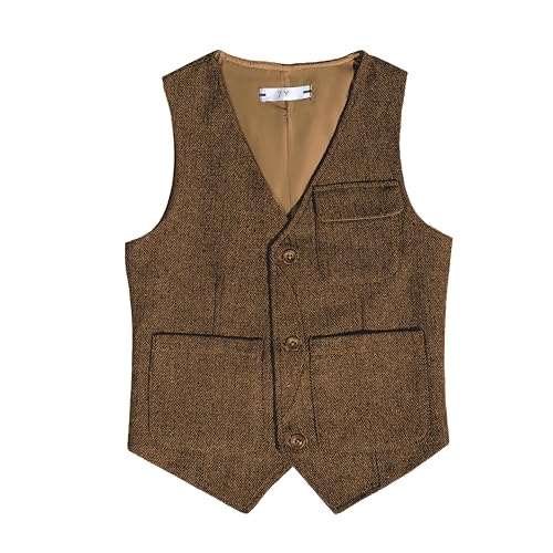 Image of Boys Retro Tweed Vest for Kids Classic Casual Waistcoat