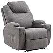 M MCombo Elektrisch Relaxsessel Massagesessel Fernsehsessel Liegefunktion Vibration Heizung 7061 neues Modell, Ergonomisch (Grau-Stoff)