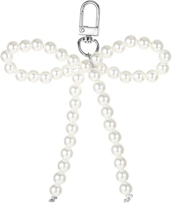Mabor Heart Pearl Bow Keychain Y2k Bowknot Keyring Sweet Bag Car Keys Charms Accessories for Car Keys Bow Keychain Accessories Women
