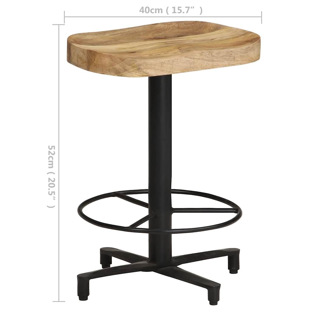 Taburetes de bar 2 St 52 cm Madera de mango macizo con base de hierro