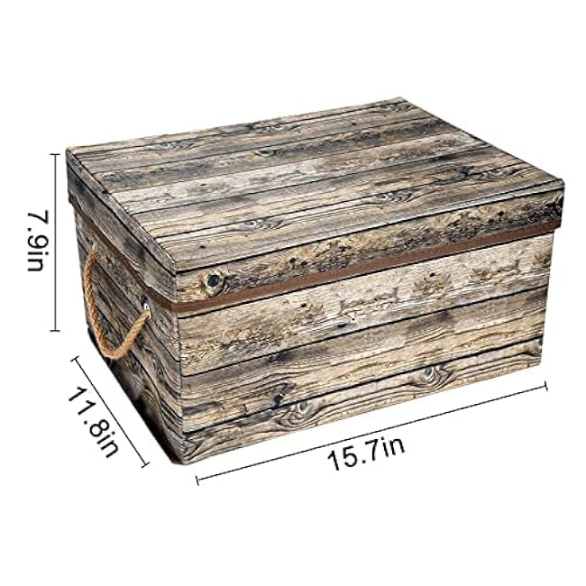 Livememory Decorative Storage Box with Lids, Fabric Storage Box with Lid and Handles for Decorative Storage, L15.7 x W11.8 x H7.9 In(Not Made of Wood)