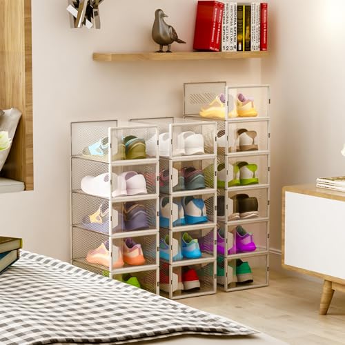 Unique Impression 16 Pack Shoe Storage Box - Clear Stackable Boxes - Plastic Trainer Storage Boxes - Transparent Shoe Display Containers - Fits Up To UK 9.5 size men’s - Image 6