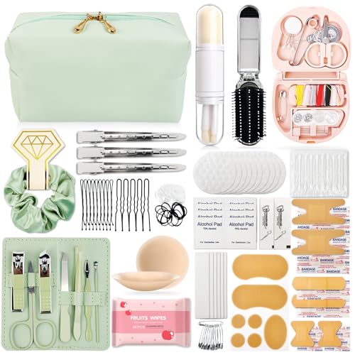 ARK Survivor Womens Wedding Emergency Kit 39 Essential Items for Brides Team Bride All in One Travel Kit Personal Care Womens Travel Set (Mint Frost Green)