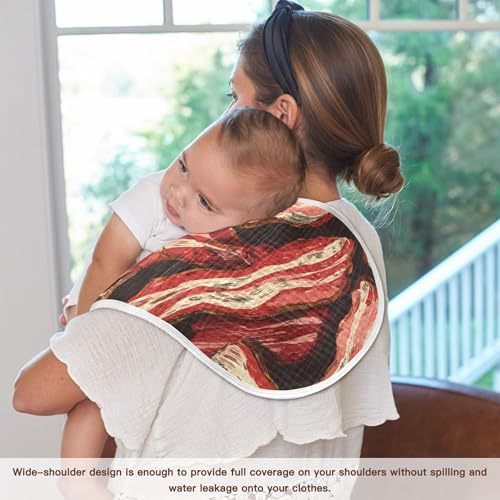Bacon Vintage Burp Cloths Baby Boys Girls Absorbent Soft Cotton Burping Cloths Rags, 4 Pack4