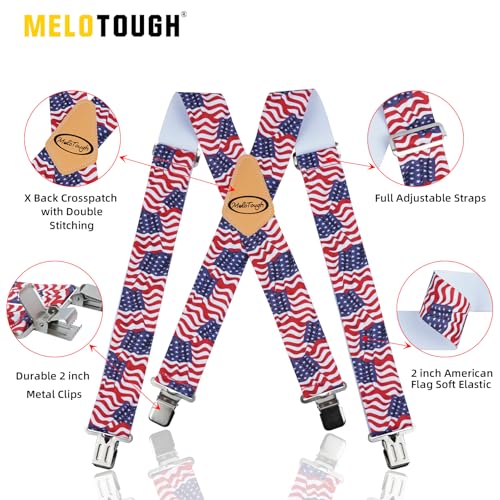 Image of MELOTOUGH Men's Suspenders w /Clip Heavy Duty suspenders for men Big and Tall Work suspenders for Jeans