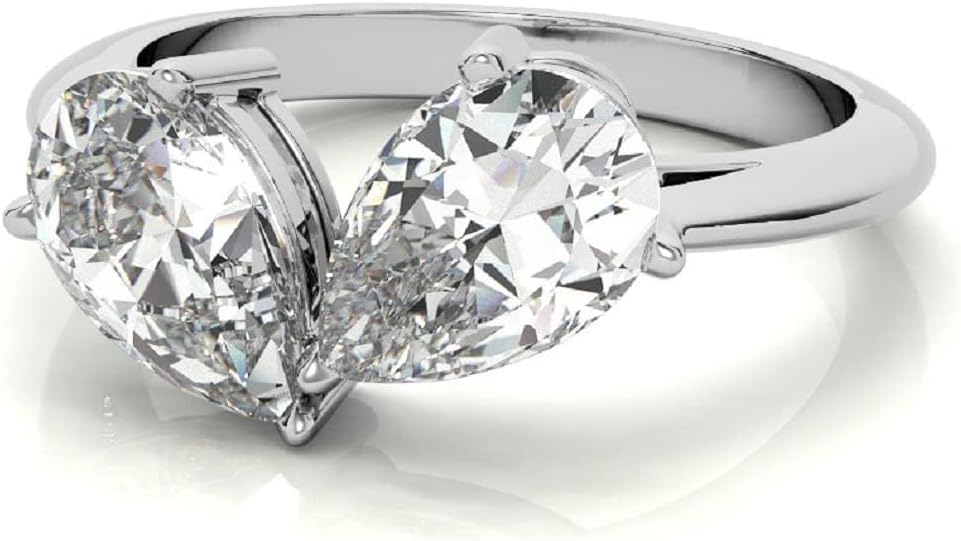 3TCW-6TCW Pear Cut Solitaire Toi Et Moi Engagement Ring Handmade Wedding Ring for Women Anniversary Promise Gifts for Her Moissanite