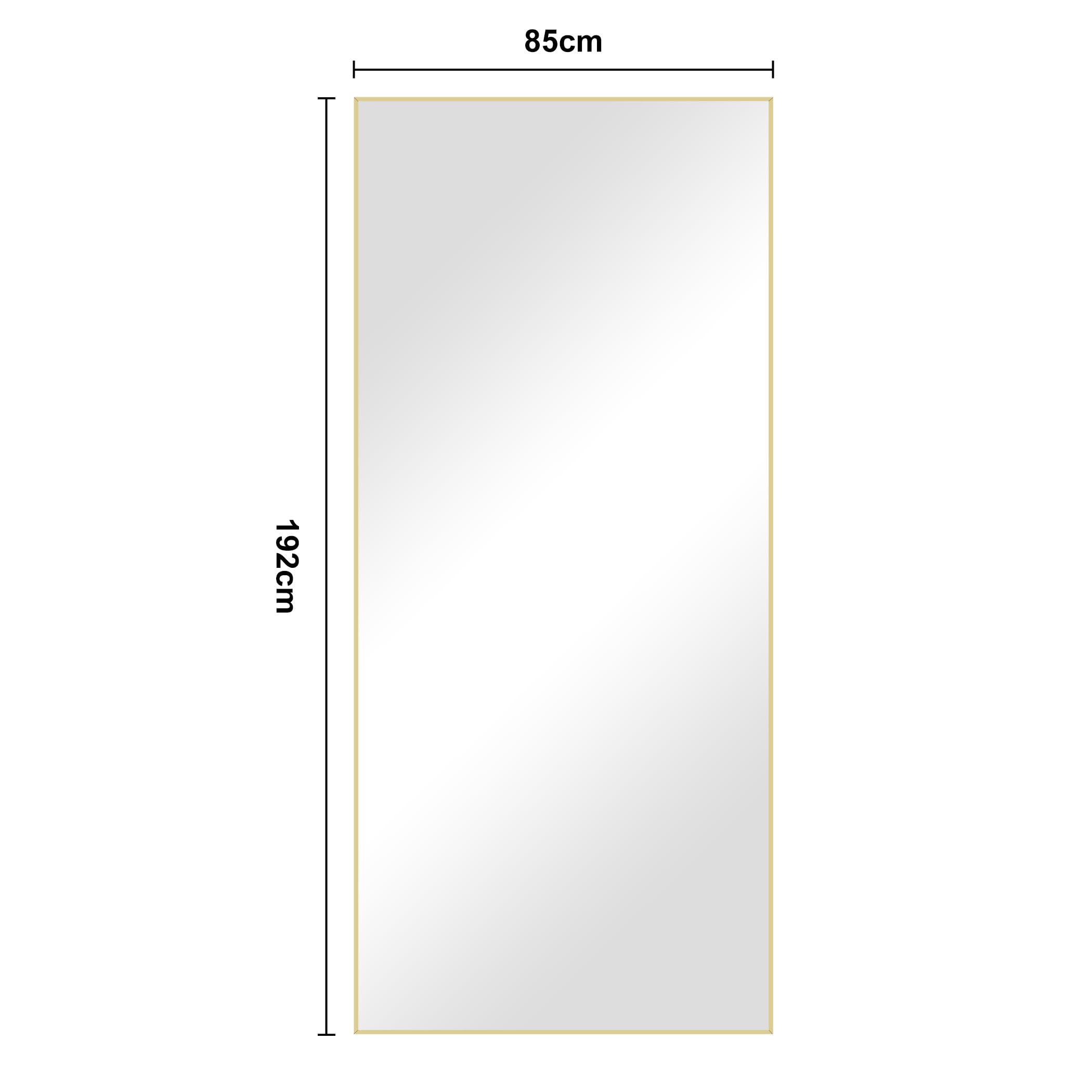 Specchio da Terra, 192 x 85 cm Specchio Rettangolare con Cornice in Alluminio Oro per Bagno, Camera da Letto, Ingresso e Corridoio