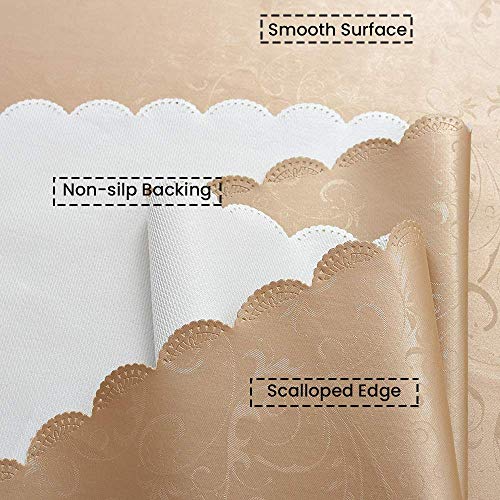 Image of Romanstile Waterproof Vinyl Tablecloth Round, 60 x 60 Inch, Flower Champagne