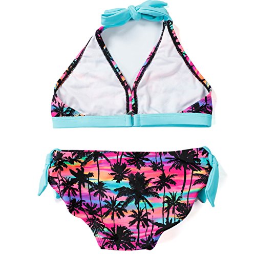 Dayu Girl's Coconut Grove Print Halter Bikini Set Two Piece Swimsuit Size 6-162
