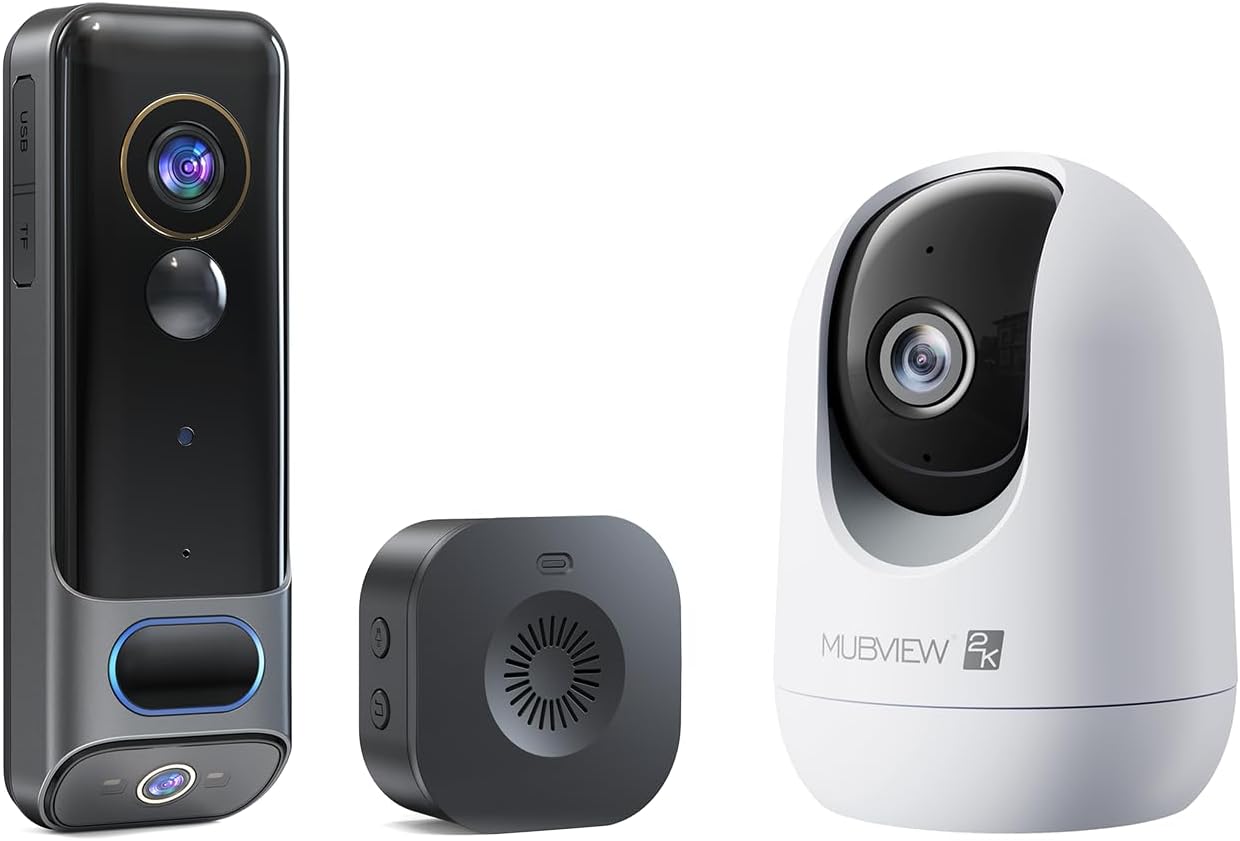 MUBVIEW 2K HD Dual-Lens Wireless Doorbell + 2K Smart Indoor Security Camera with Motion Tracking and Two-Way Audio – Now at 43.67% Off MUBVIEW 2K HD Dual-Lens Wireless Doorbell + 2K Smart Indoor Security Camera with Motion Tracking and Two-Way Audio – Now at 43.67% Off