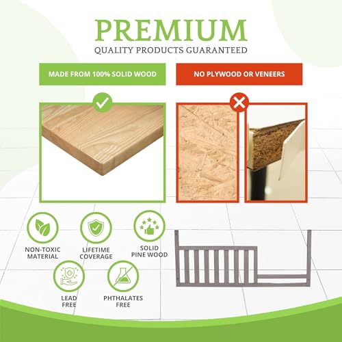 Image of Toddler Bed Safety Guard Rail for Oxford Baby, Soho, Ozlo & Avalon Baby Convertible Cribs - Solid Wood Rail for Toddler Bed Conversion - Safety Rails for Children (Stone Wash, Option 1)