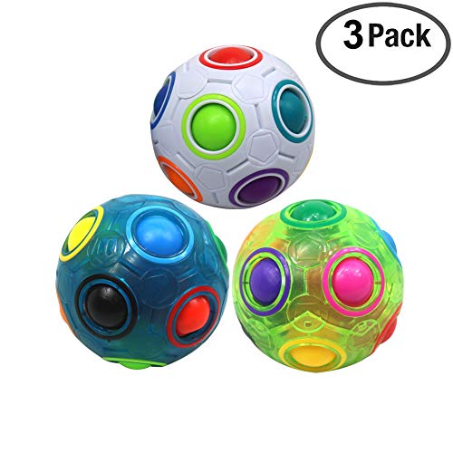 FC MXBB 3Pack Magic Ball Fidget Toy Rainbow Ball Cube Fidget Ball 3D Puzzle Kids Toy (White Green and Blue)