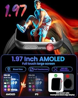 EKG 𝐇𝐑𝐕 Smartwatch Herren 𝐁𝐥𝐮𝐭𝐳𝐮𝐜𝐤𝐞𝐫 Herzfrequenz Blutdruck: 1,97" AMOLED Touch Schwarz Gesundheitsuhr mit Schlafmonitor Schrittzähler Telefonfunktion Sportuhr Fitnessuhr iOS Android