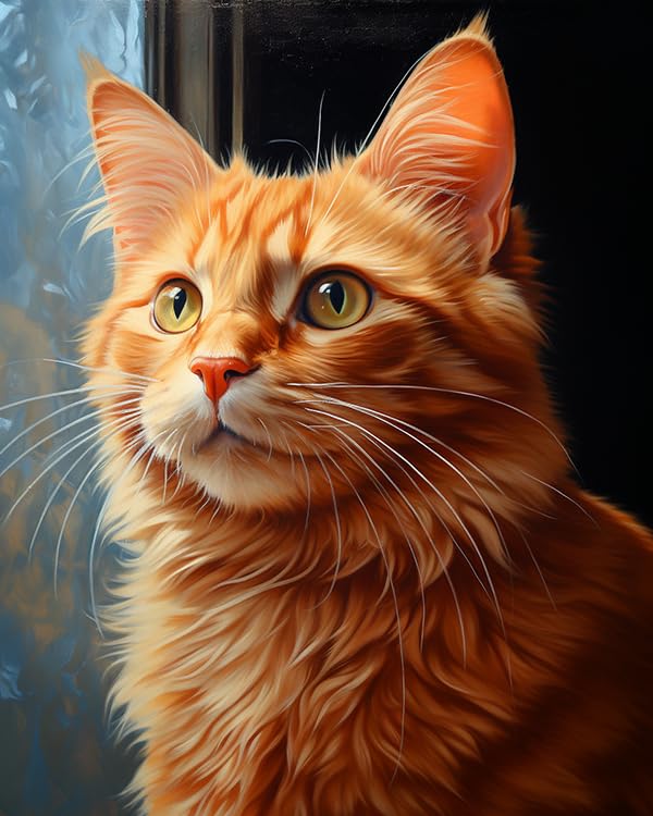 Wallphantom Cute Animal Painting by Numbers for Adults Canvas,Tabby Cat,DIY Color Oil Painting Kits with Brushes and Pigment,Gift for Kids Adults,16x20inch Frameless