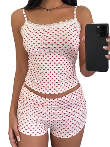 Image of Yuemengxuan Women Two Piece Outfits Y2k Boy Shorts Set Sleeveless Crop Top Button Down Shorts Set Loungewear Pajamas Set