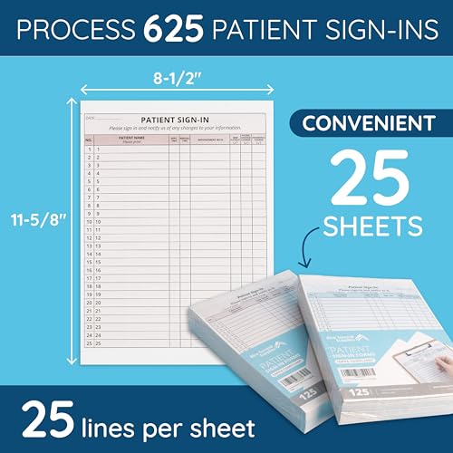 Image of Blue Summit Supplies 25 Patient Sign in Sheets, Carbonless 3 Part Forms with Peel Away Adhesive Labels, HIPAA Compliant for Privacy in Doctor, Medical, Dental Office, Burgundy, 25 Pack