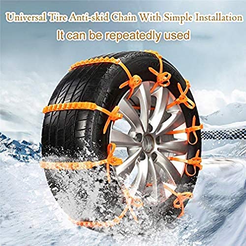 Cadenas de Nieve para Coche, Cadenas de Nieve para Coche, 10 Piezas, Cadenas de Nieve para neumáticos Anchos y Gruesos, Juego de Cadenas de Emergencia para neumáticos, Accesorios, Cadenas de