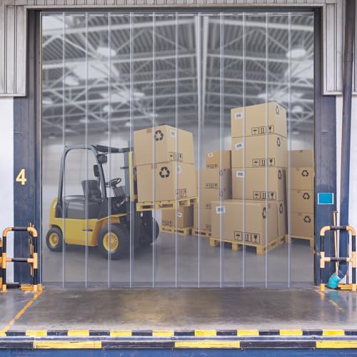 Image of Moukeren Plastic Curtain Strips, 200 ft x 8 in Clear PVC Strip Curtain Roll, Heavy Duty Plastic Insulated Freezer Door Strips for Commercial, Walk-in Cooler, Garage, Warehouse, 0.08 inch Thickness