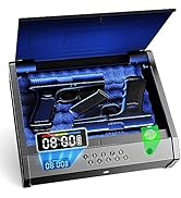 HOLEWOR Gun Safe, Biometric Pistol Safe with LCD Display of Time Battery, Handgun Safe Fingerprin...