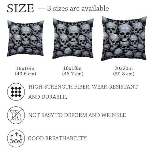 Housse de coussin velours tête de mort 50x50 cm pour salon gothique chic - 7