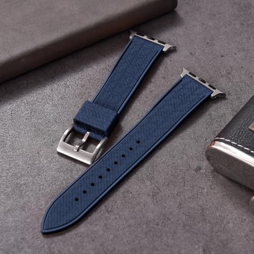 PTFULUOS FKM Rubber Watch Bands for Apple Watch - Compatible with 38/40/41/42/44/45/46/49mm Strap - Sport Replacement Wristbands for iWatch Series 9/8/7/6/5/4/3/2/1 Ultra SE Men Women (Navy Blue, 38mm/40mm/41mm/(42mm series 10)) - image 4