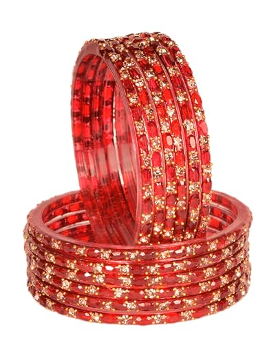 Image of Swara Creations Glass Bangles set for Women | Zirconwork Golden Raindrops Bangles Collection | Ethnic, Festive & Special Occassions(12Pcs)(SKU287)