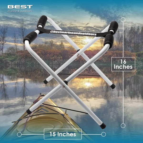 Best Marine Folding Kayak Stand | 2 Portable Kayak Storage Racks for Outdoor Storage | Freestanding Garage Storage Accessories | Boat, Canoe & SUP Paddle Board Stands | Kayak Floor Rack