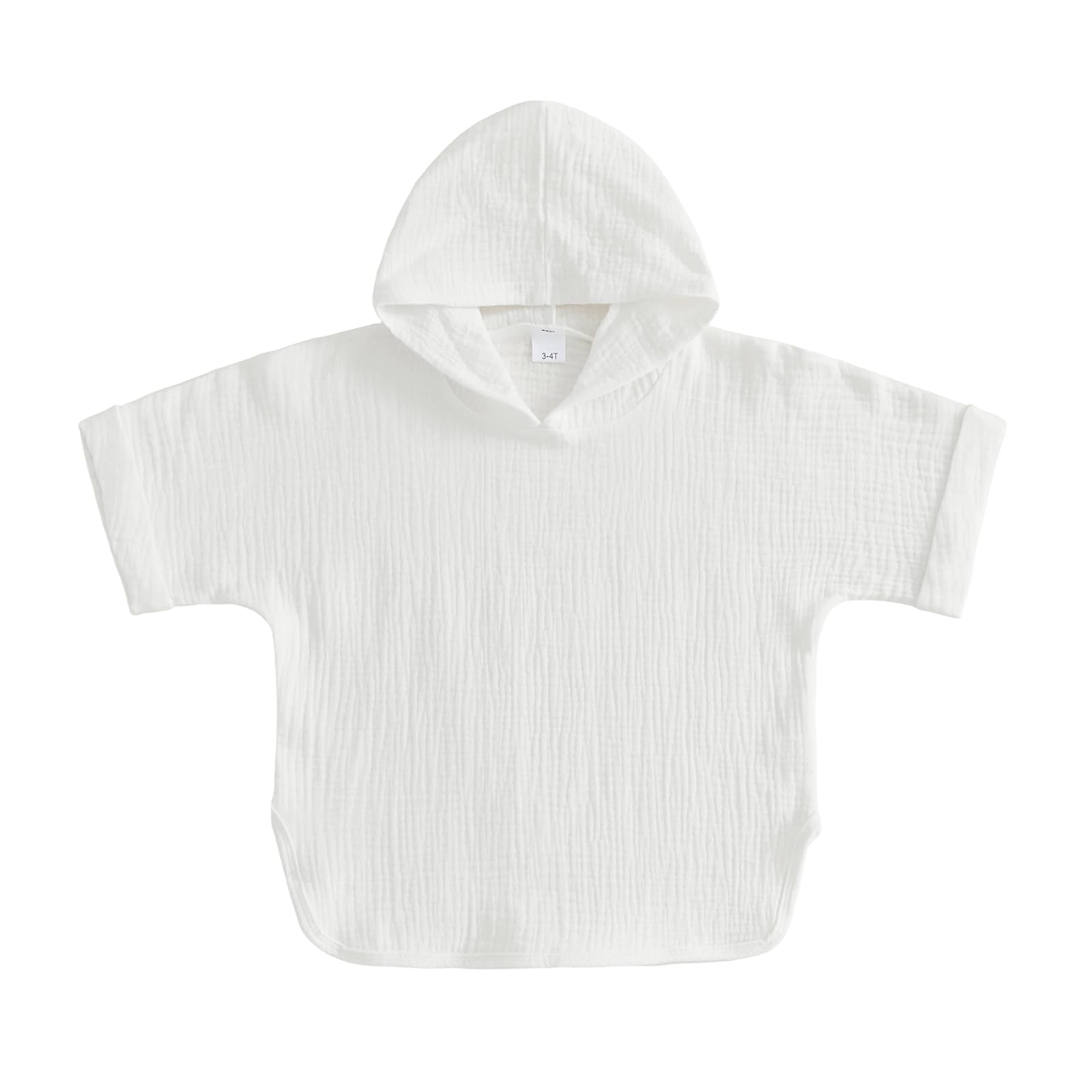 Geagodelia Hooded Swimming Poncho Towels for Kids Toddler Baby Boys Girls Short Sleeve Muslin Cloths Soft Changing Robe Towel Beach Cover Up (White, 5-6 Years)