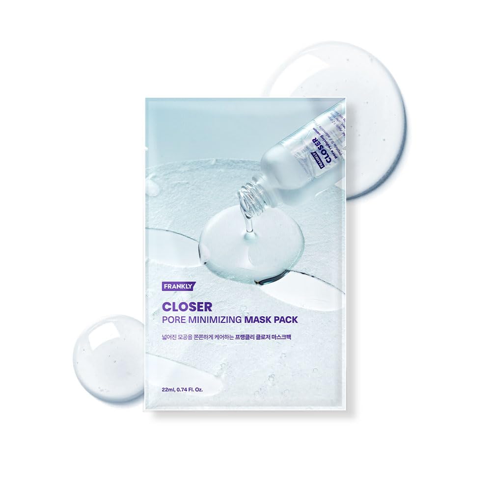 FRANKLY Closer Pore Minimizing Mask – Semi-Gel Face Sheet Mask for Pore Care & Firming | Non-sticky, Lightweight | Korean Skin Care with Collagen,